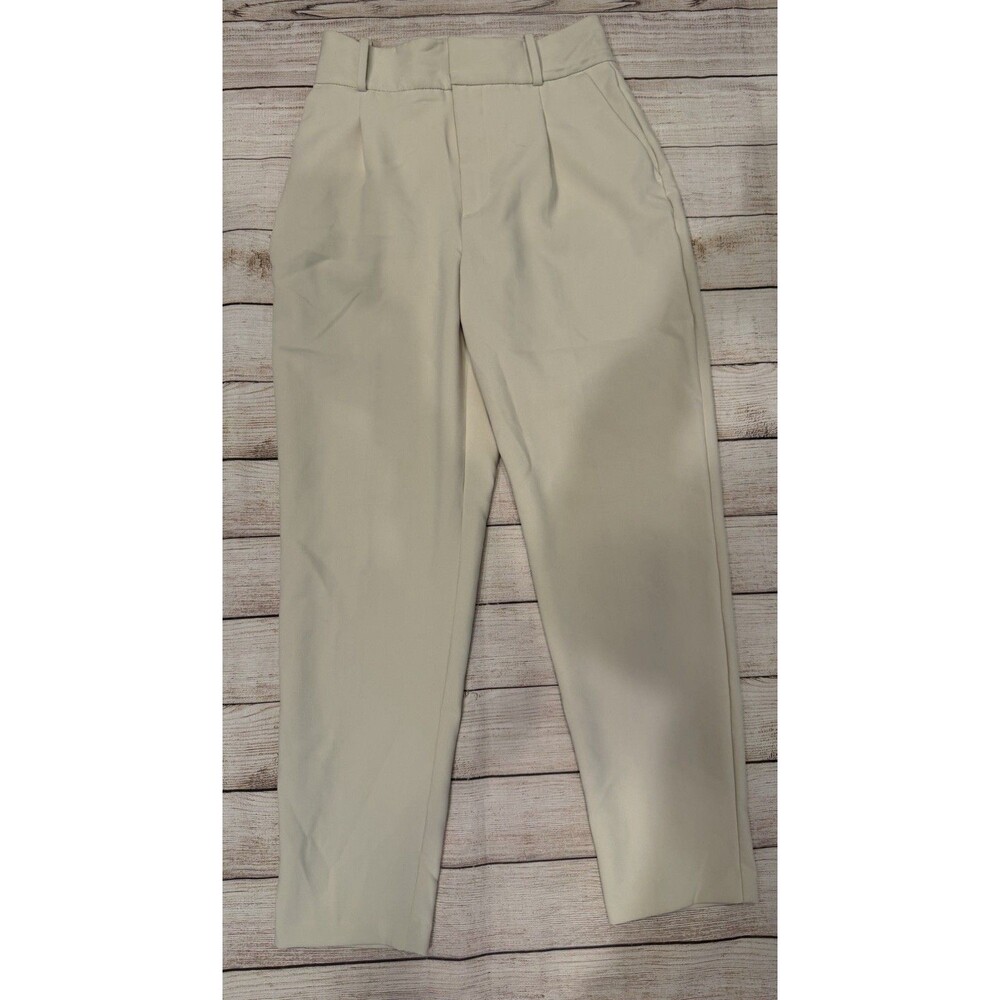 Zara Womens Sz S High Waisted Tapered Trousers Tan Brown Seam Detail Dress Pants